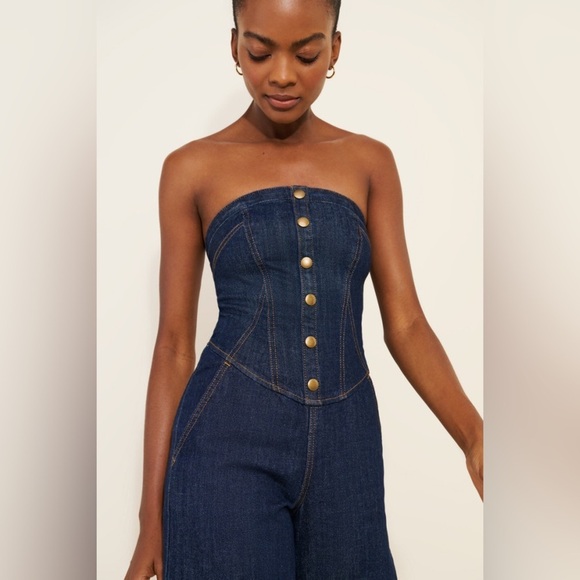 Anthropologie NWT Strapless Denim Corset Jumpsuit - 8 (runs small) - Picture 5 of 15